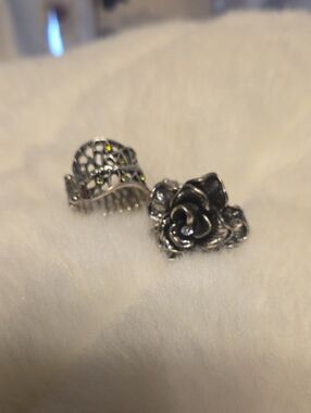 2-Silver-Tone Stretch Rings